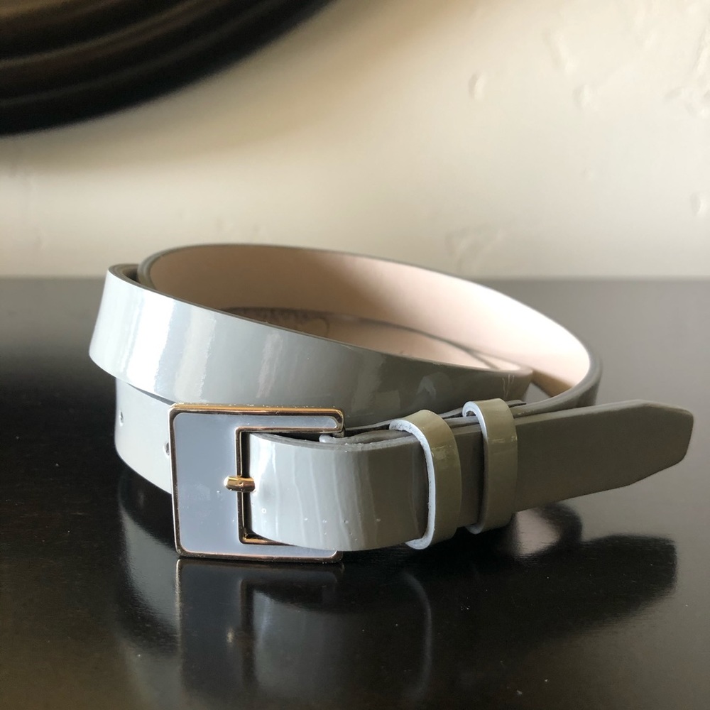 Cole Haan Skinny Gray Patent Leather Belt - L